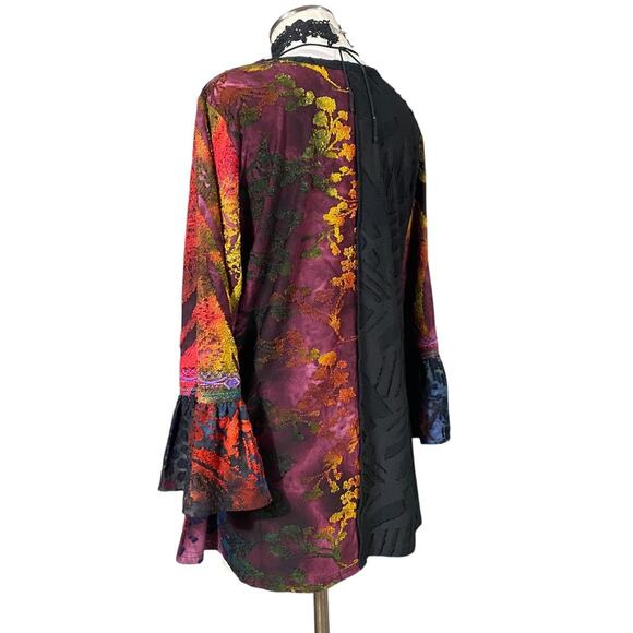 Y2K Caleaas Whimsygoth Dark Fairy Boho Hippie Patchwork Embroidered Blouse - Picture 6 of 8